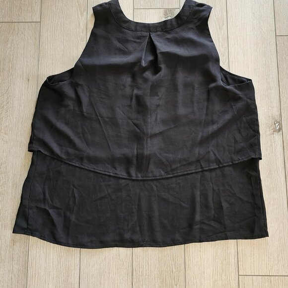 CANDIE'S Black Sleeveless Top - Women's Size L Rhinestone Buttons - Double Layer - Picture 3 of 4